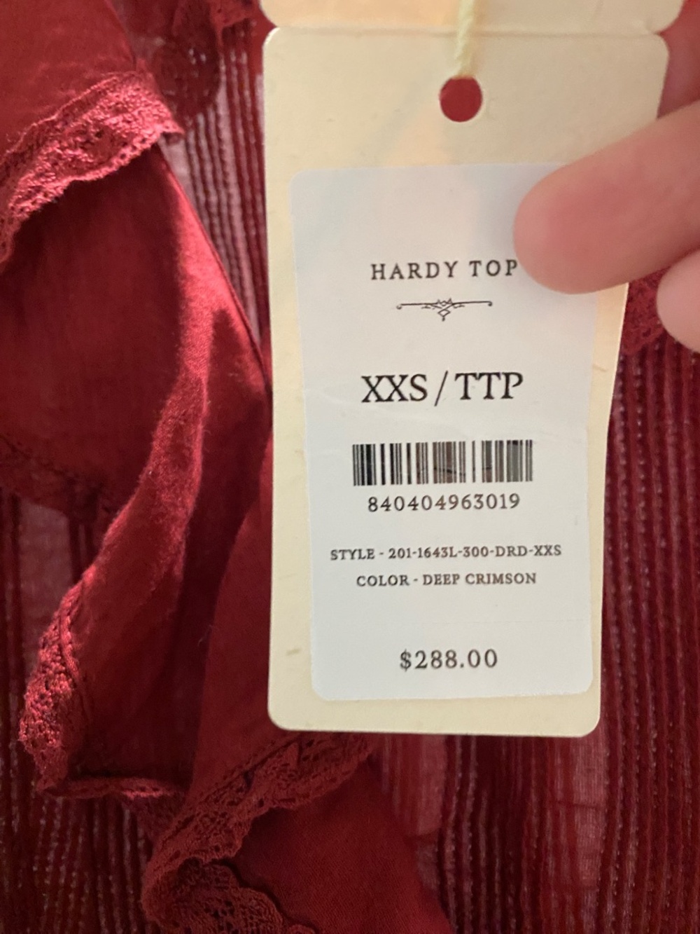DOEN Hardy Blouse Deep Crimson-XXS - Picture 3 of 4